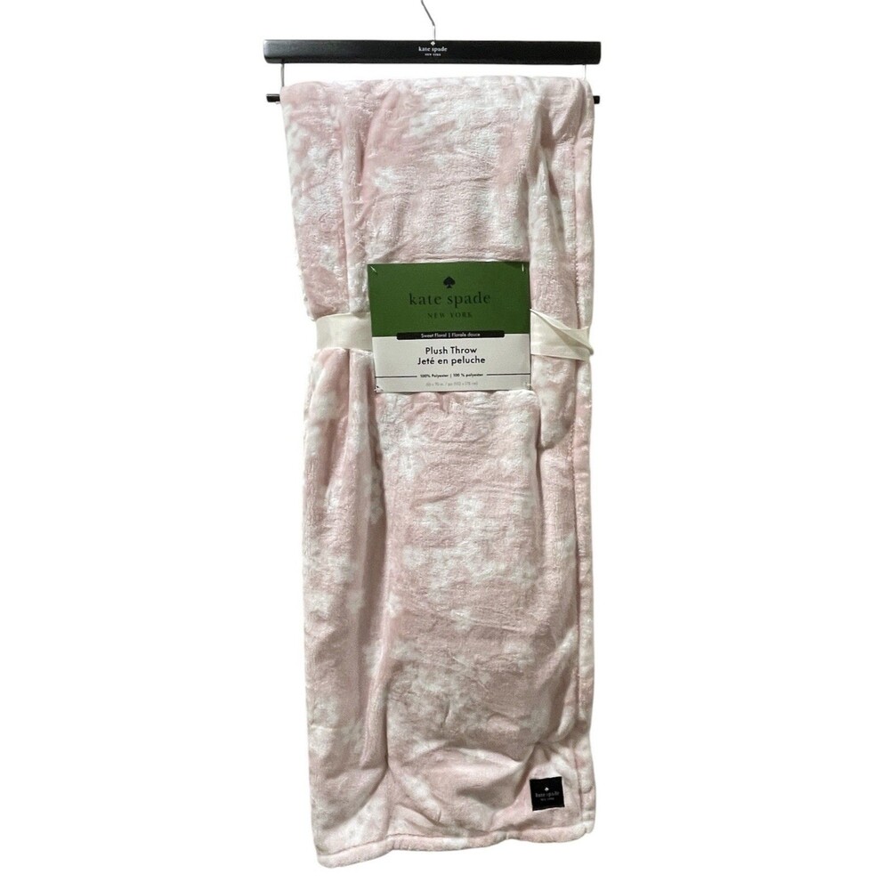Kate Spade New York Sweet Floral Plush Throw Blanket - Pink & White (60" x 70")